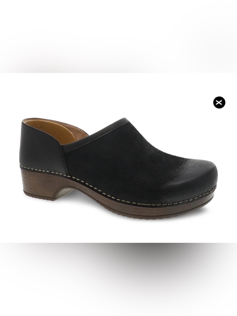 NEW Dansko Brenna Clog Black Burnished Suede Slip-on Memory Sole Shoes Size 41